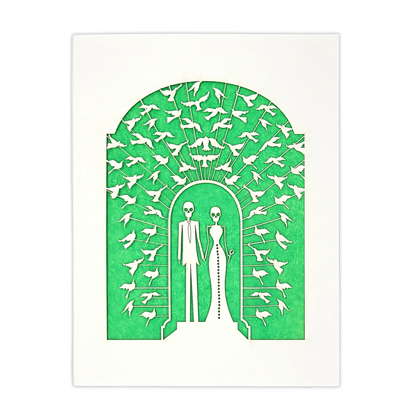 Papel Picado Wedding Card: Bride & Groom - Green