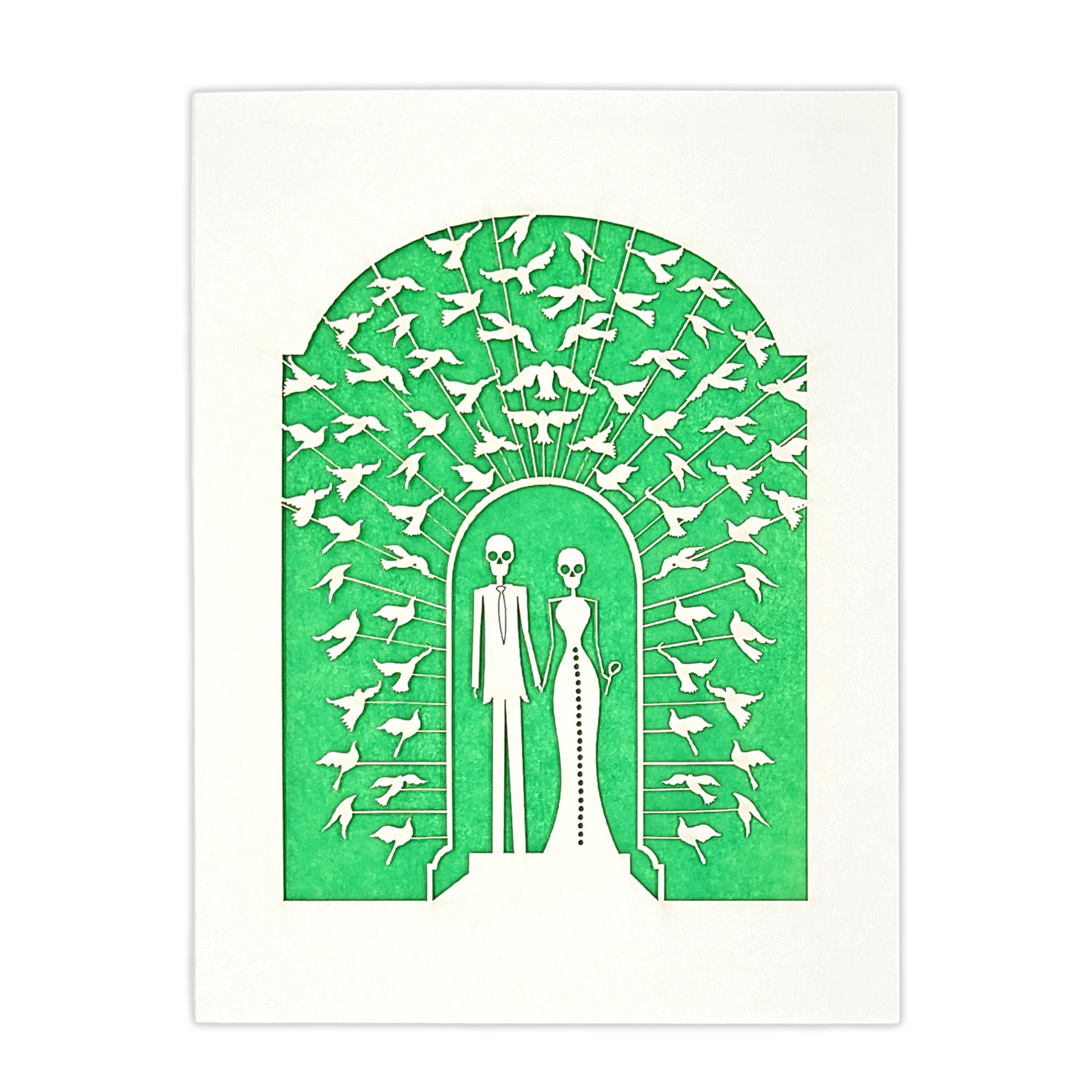 Papel Picado Wedding Card: Bride & Groom - Green