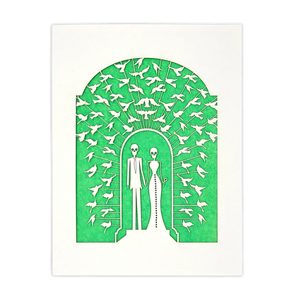 Papel Picado Wedding Card: Bride & Groom - Green