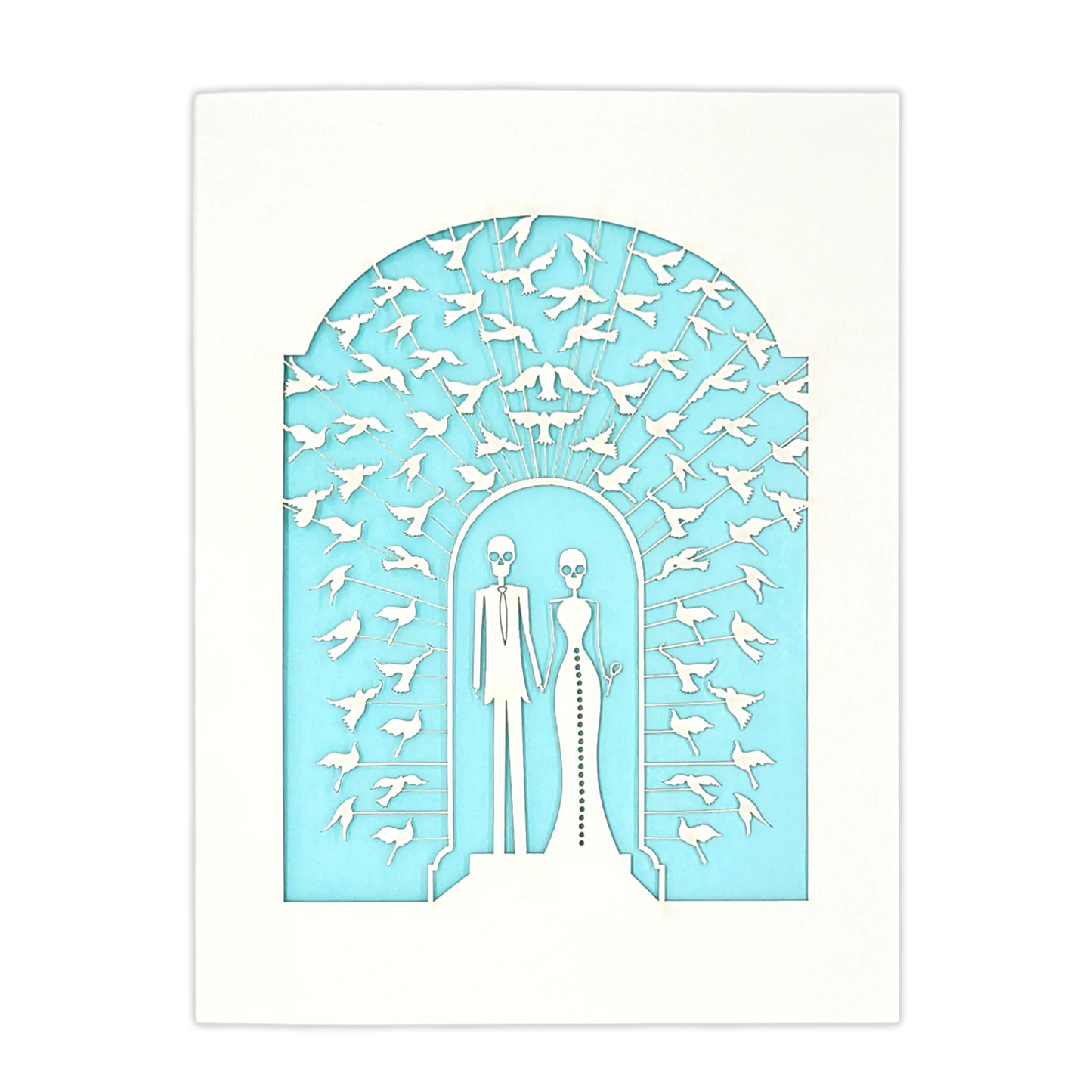 Papel Picado Wedding Card: Bride & Groom - Light Blue