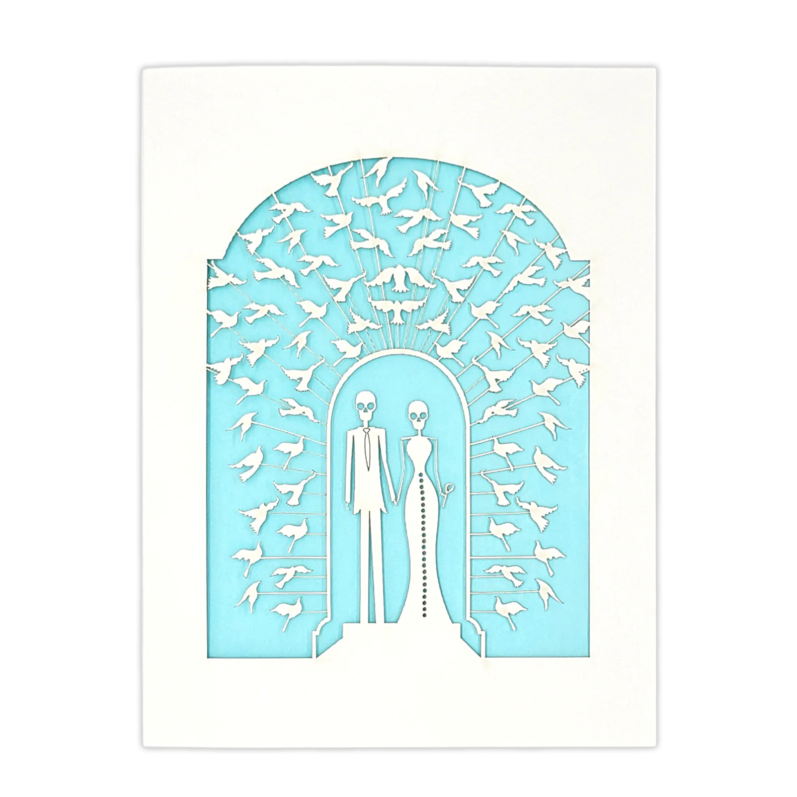 Papel Picado Wedding Card: Bride & Groom - Light Blue