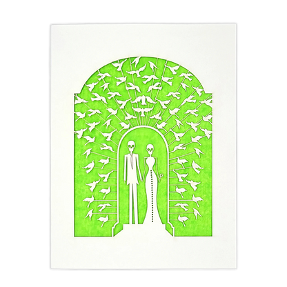 Papel Picado Wedding Card: Bride & Groom - Lime
