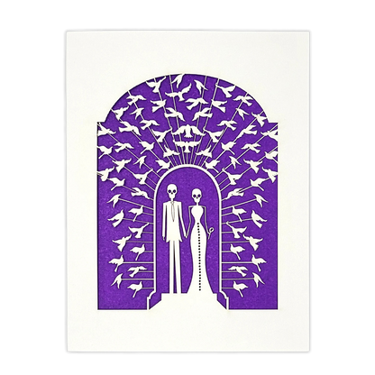 Papel Picado Wedding Card: Bride & Groom - Purple