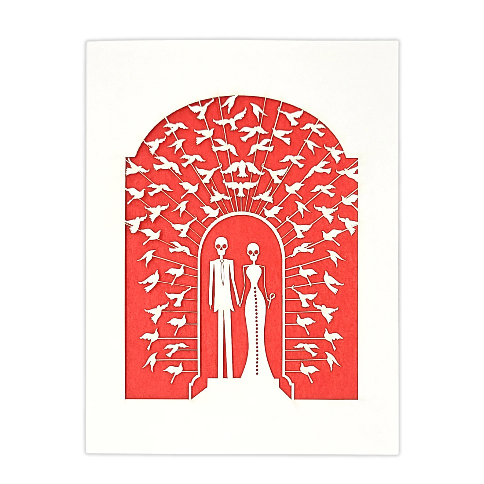 Papel Picado Wedding Card: Bride & Groom - Red