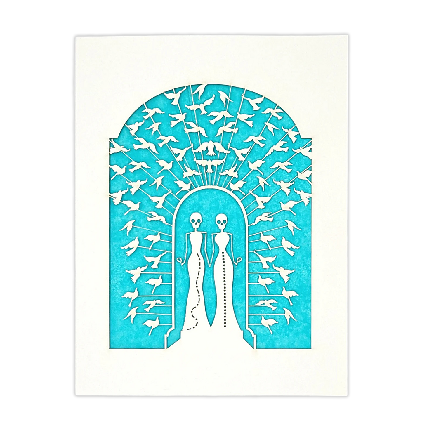 Papel Picado Wedding Card: Bride & Bride - Aqua