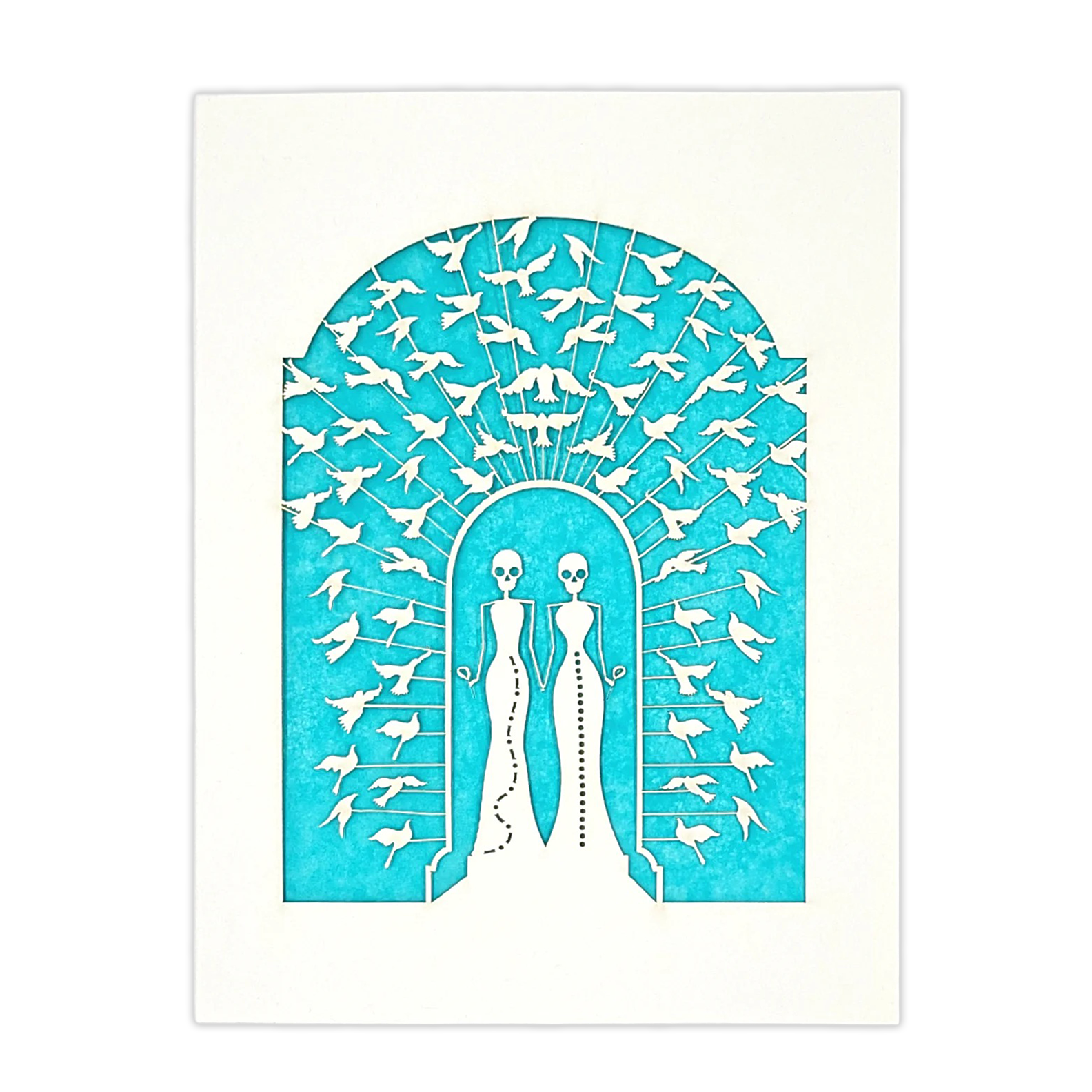 Papel Picado Wedding Card: Bride & Bride - Aqua