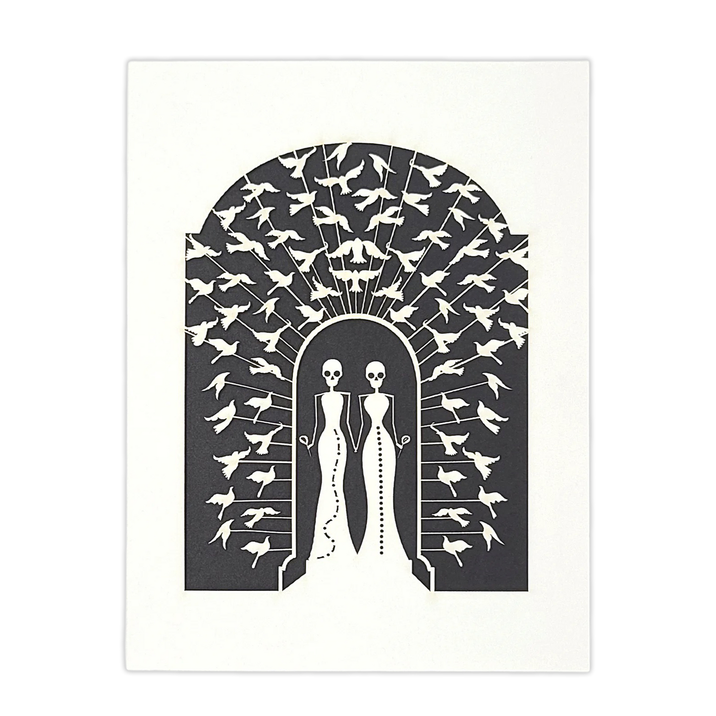 Papel Picado Wedding Card: Bride & Bride - Black