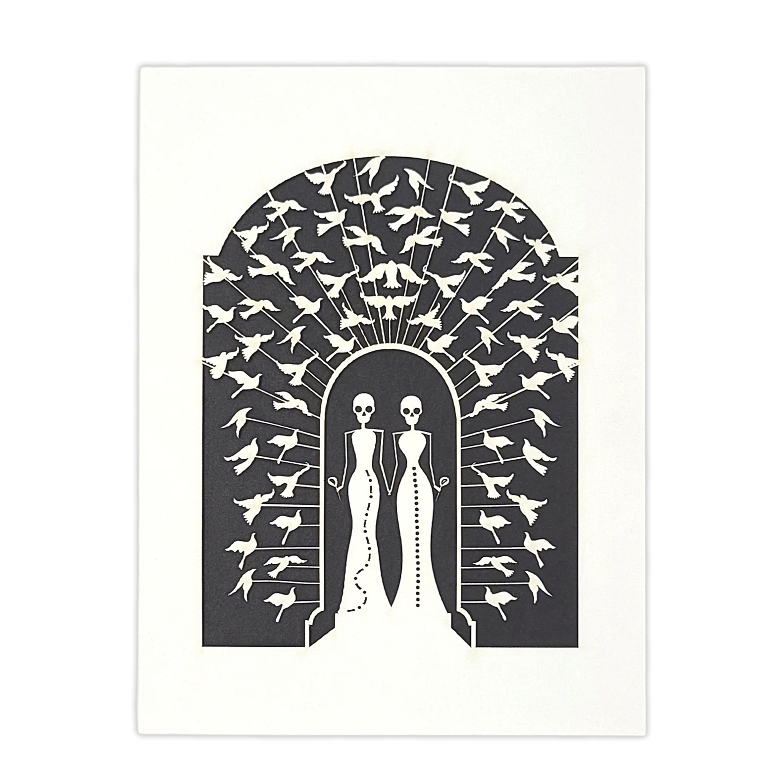 Papel Picado Wedding Card: Bride & Bride - Black