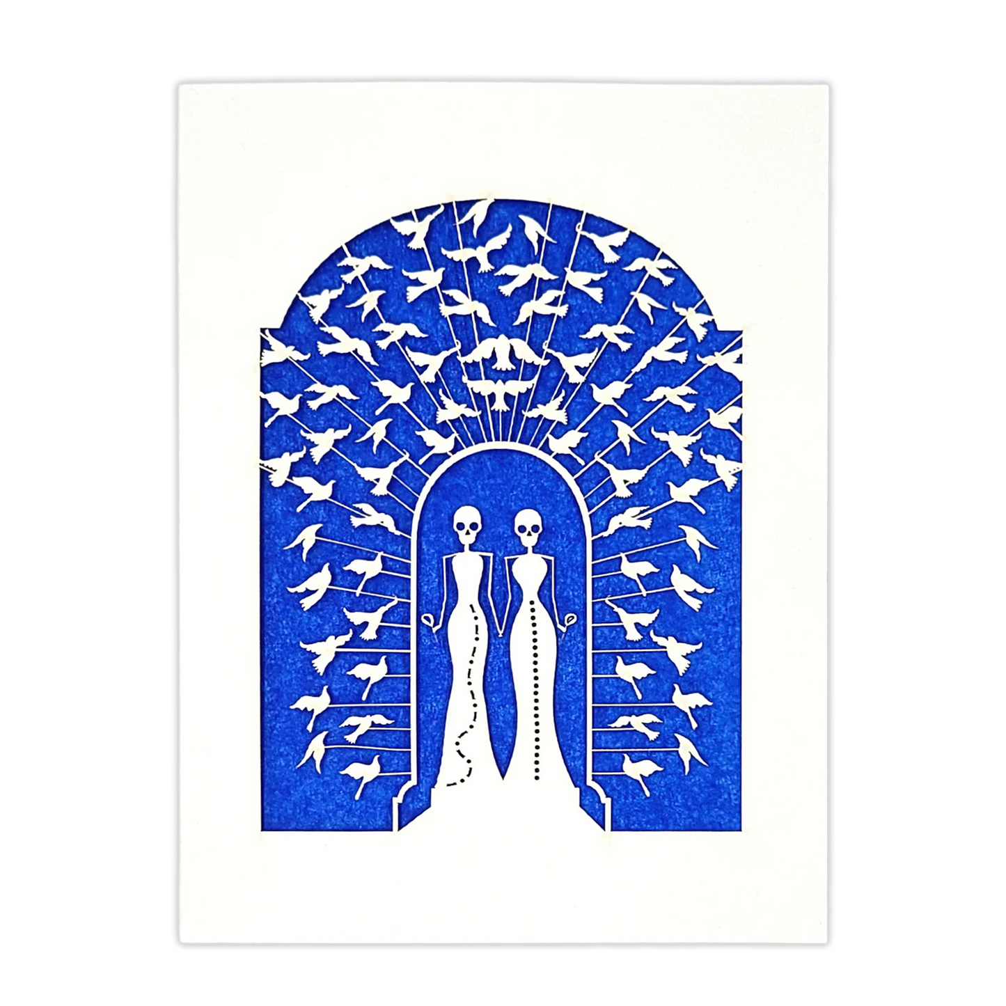 Papel Picado Wedding Card: Bride & Bride - Blue