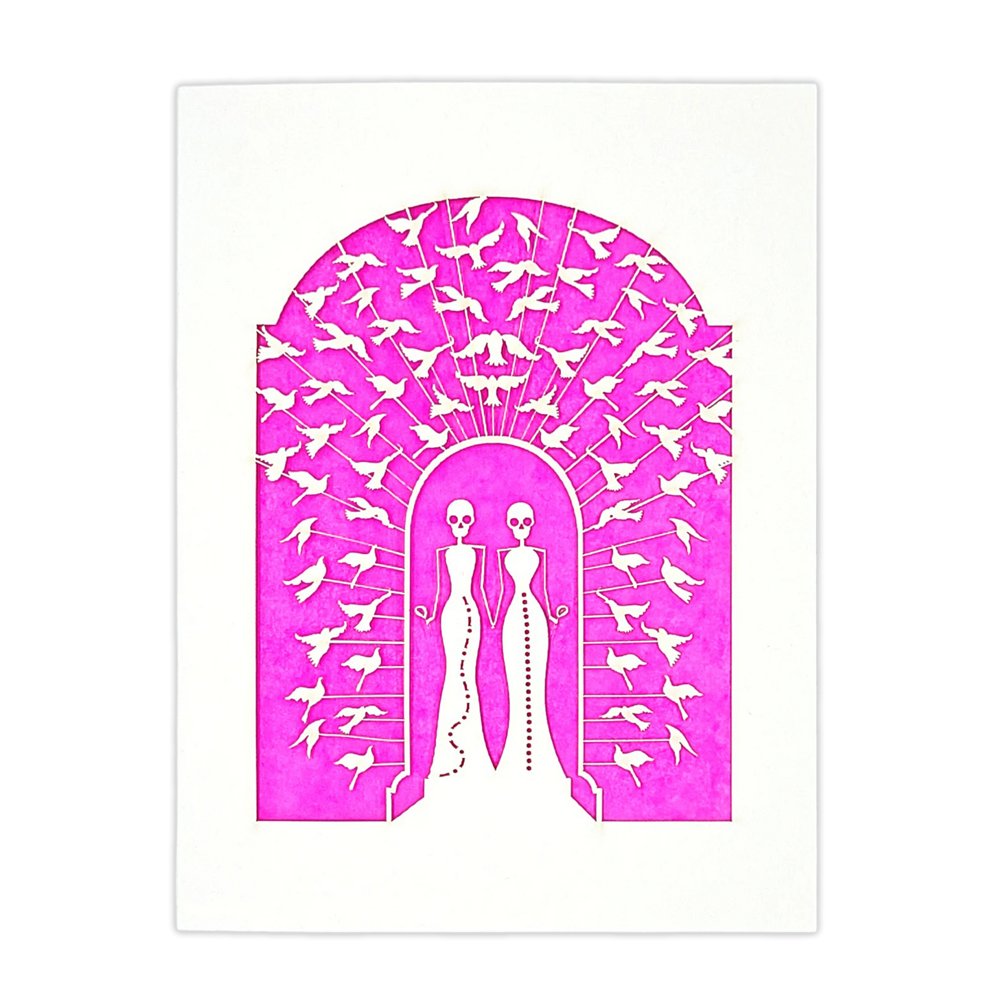 Papel Picado Wedding Card: Bride & Bride - Fuchsia