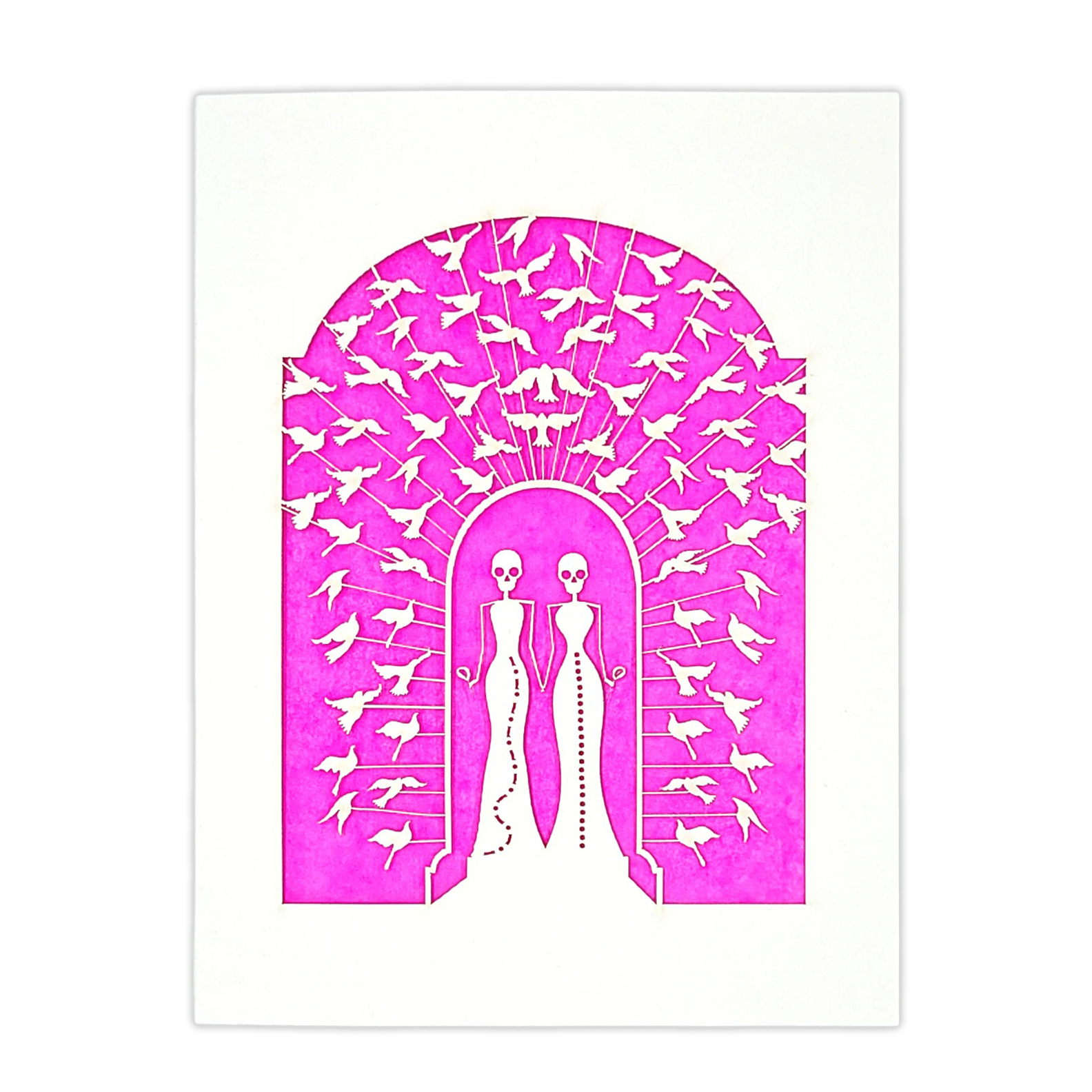 Papel Picado Wedding Card: Bride & Bride - Fuchsia