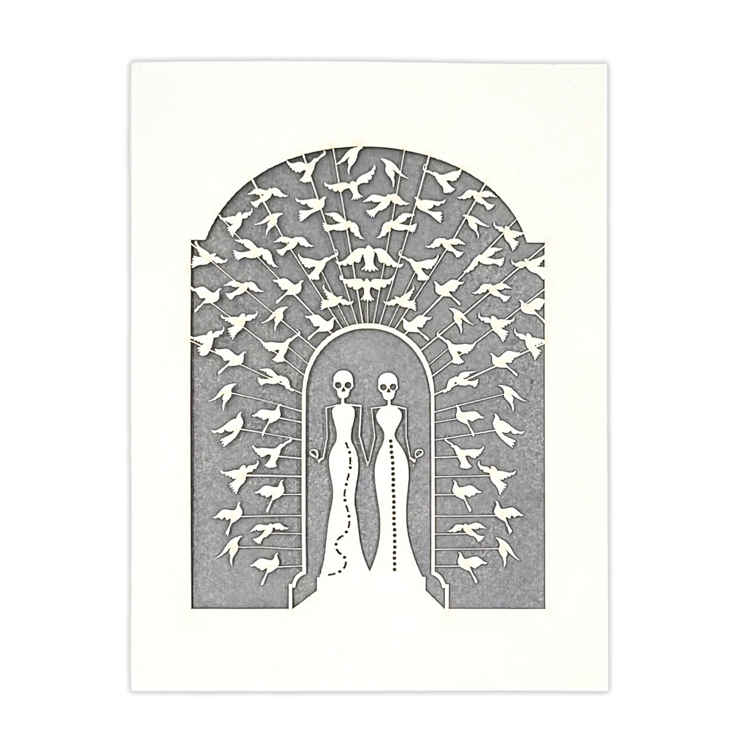 Papel Picado Wedding Card: Bride & Bride - Gray