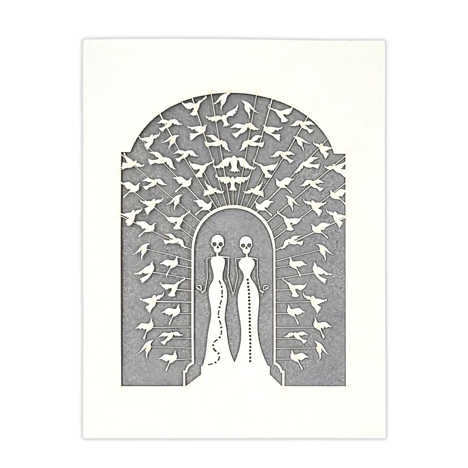 Papel Picado Wedding Card: Bride & Bride - Gray