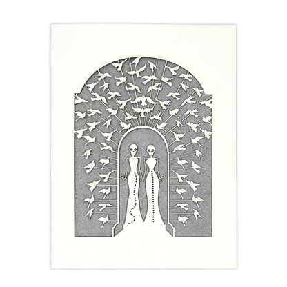 Papel Picado Wedding Card: Bride & Bride - Gray