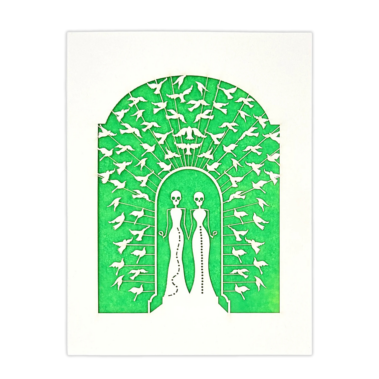 Papel Picado Wedding Card: Bride & Bride - Green