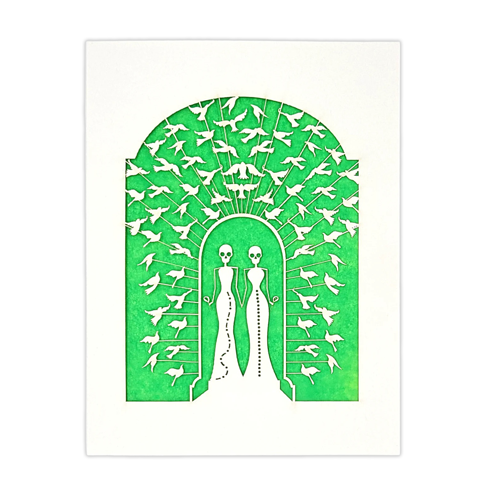 Papel Picado Wedding Card: Bride & Bride - Green