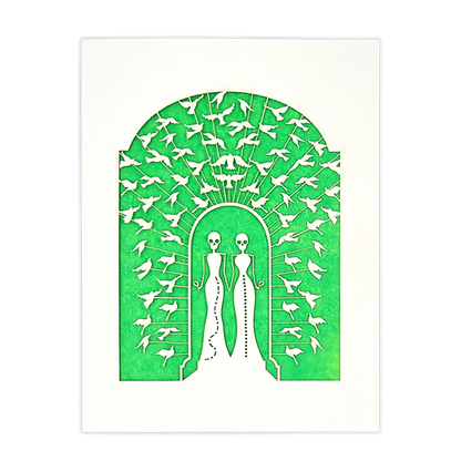 Papel Picado Wedding Card: Bride & Bride - Green