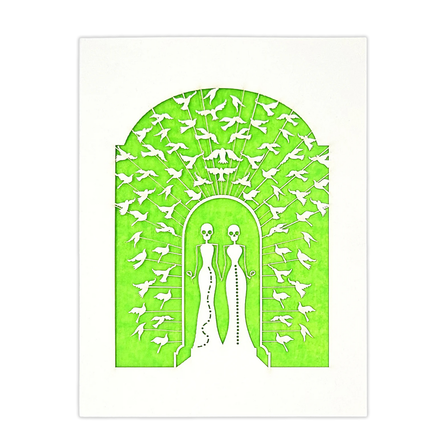 Papel Picado Wedding Card: Bride & Bride - Lime