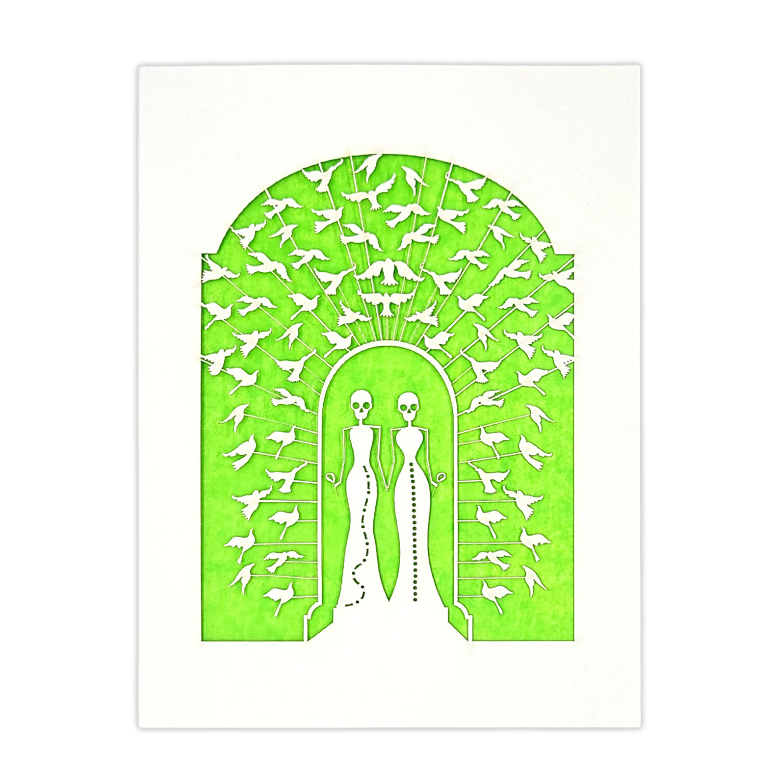 Papel Picado Wedding Card: Bride & Bride - Lime