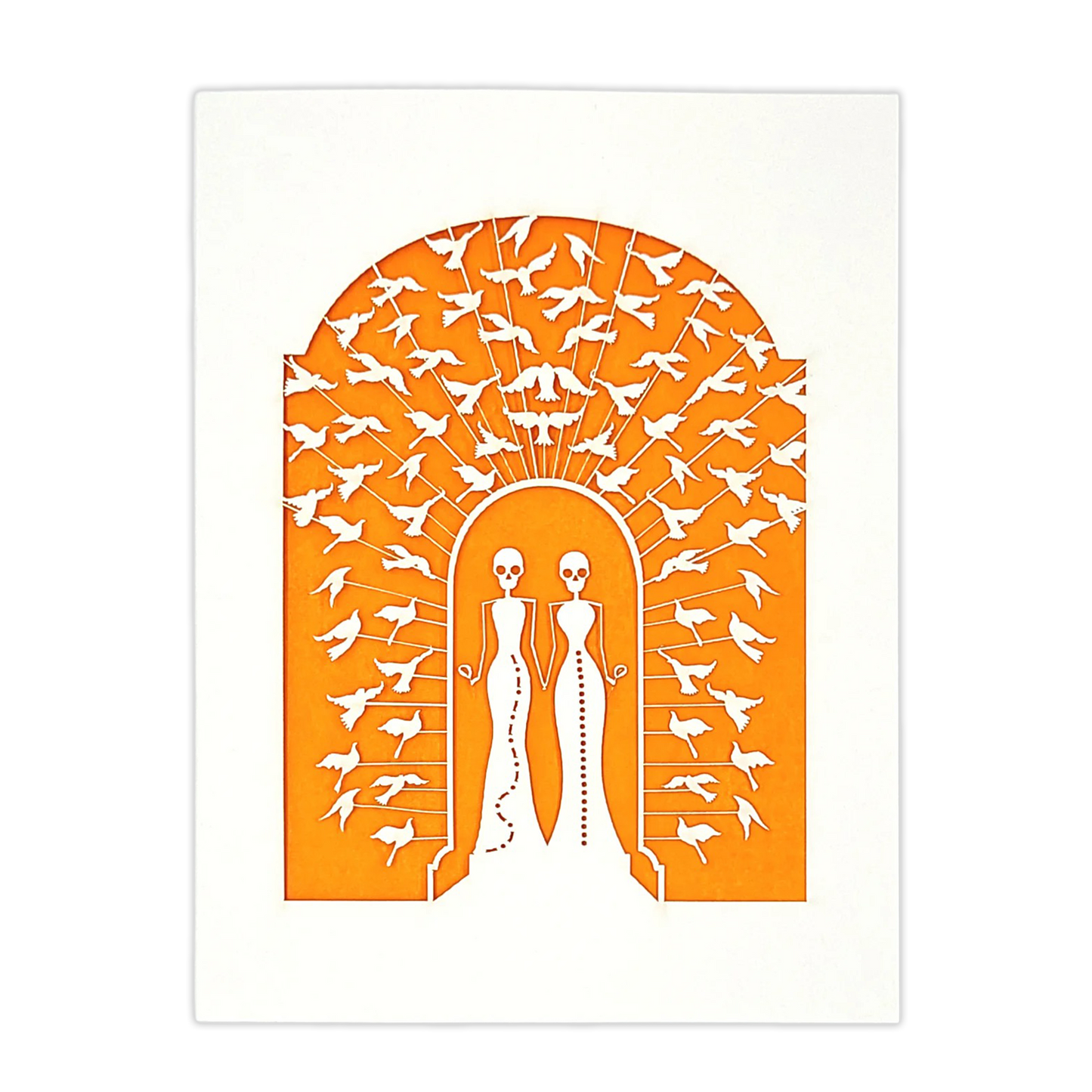 Papel Picado Wedding Card: Bride & Bride - Orange