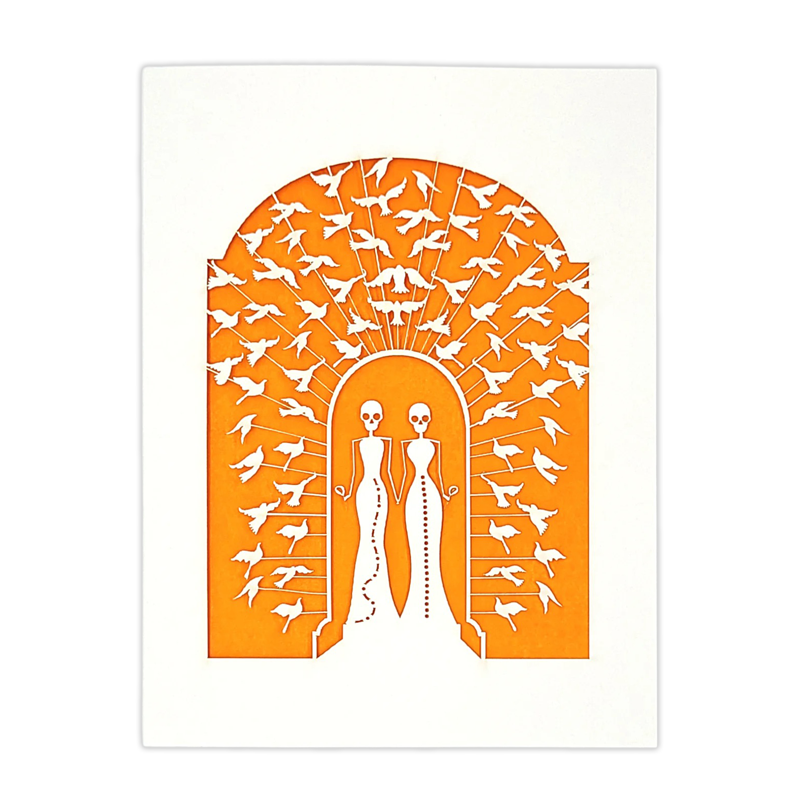 Papel Picado Wedding Card: Bride & Bride - Orange