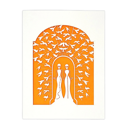 Papel Picado Wedding Card: Bride & Bride - Orange
