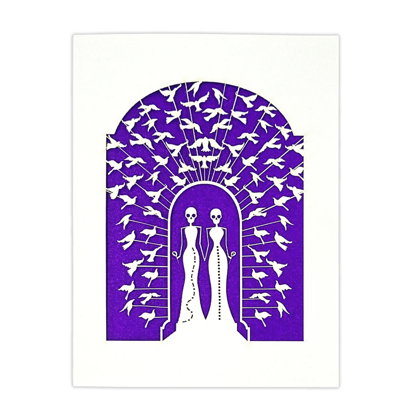 Papel Picado Wedding Card: Bride & Bride - Purple