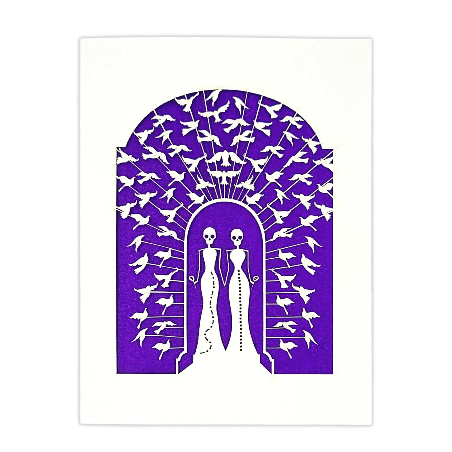 Papel Picado Wedding Card: Bride & Bride - Purple
