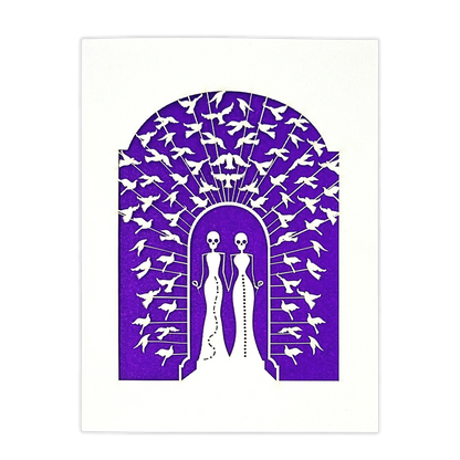 Papel Picado Wedding Card: Bride & Bride - Purple