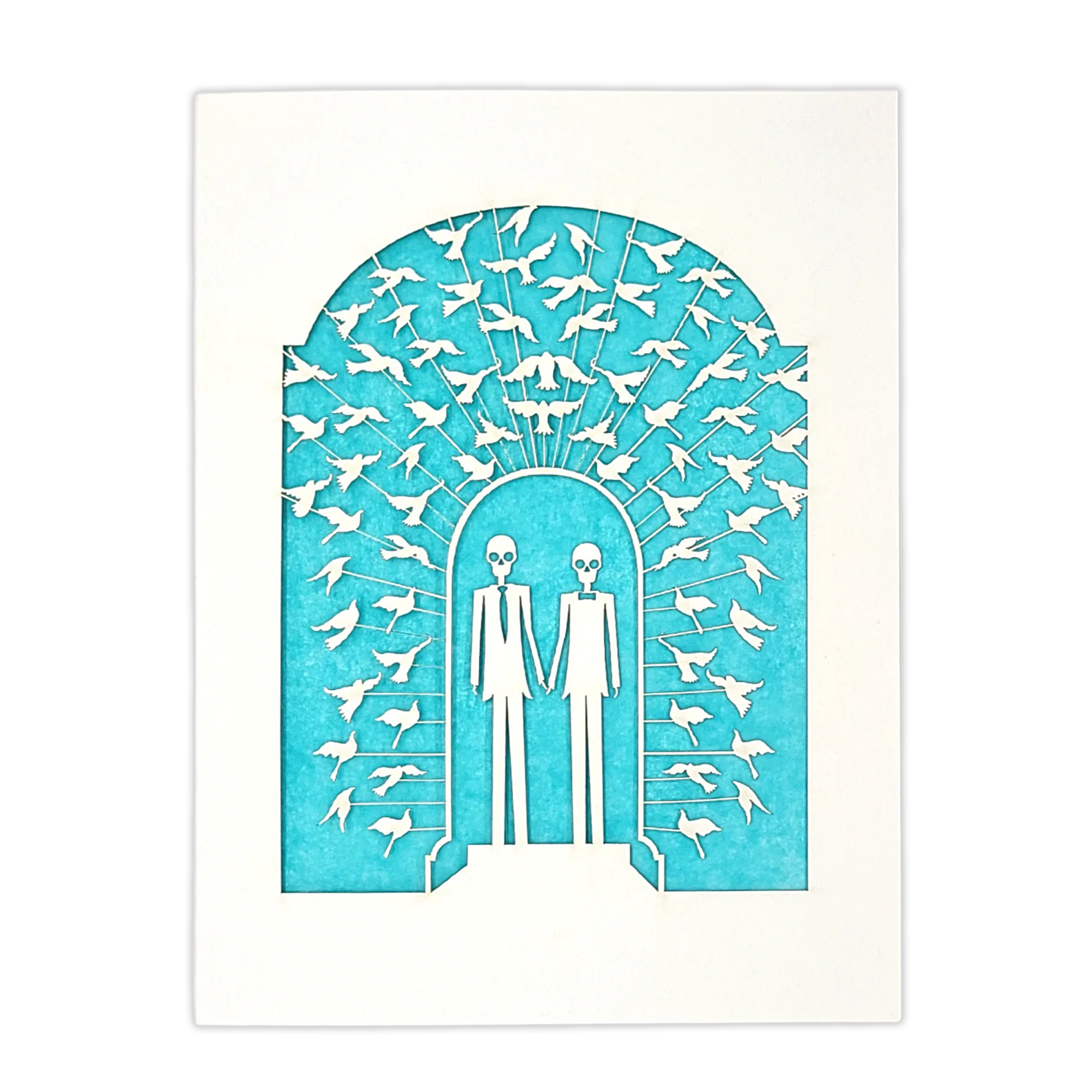 Papel Picado Wedding Card: Groom & Groom - Aqua