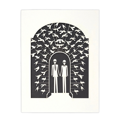 Papel Picado Wedding Card: Groom & Groom - Black