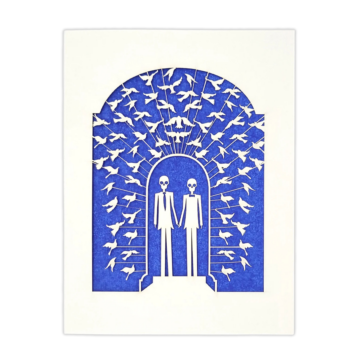 Papel Picado Wedding Card: Groom & Groom - Blue