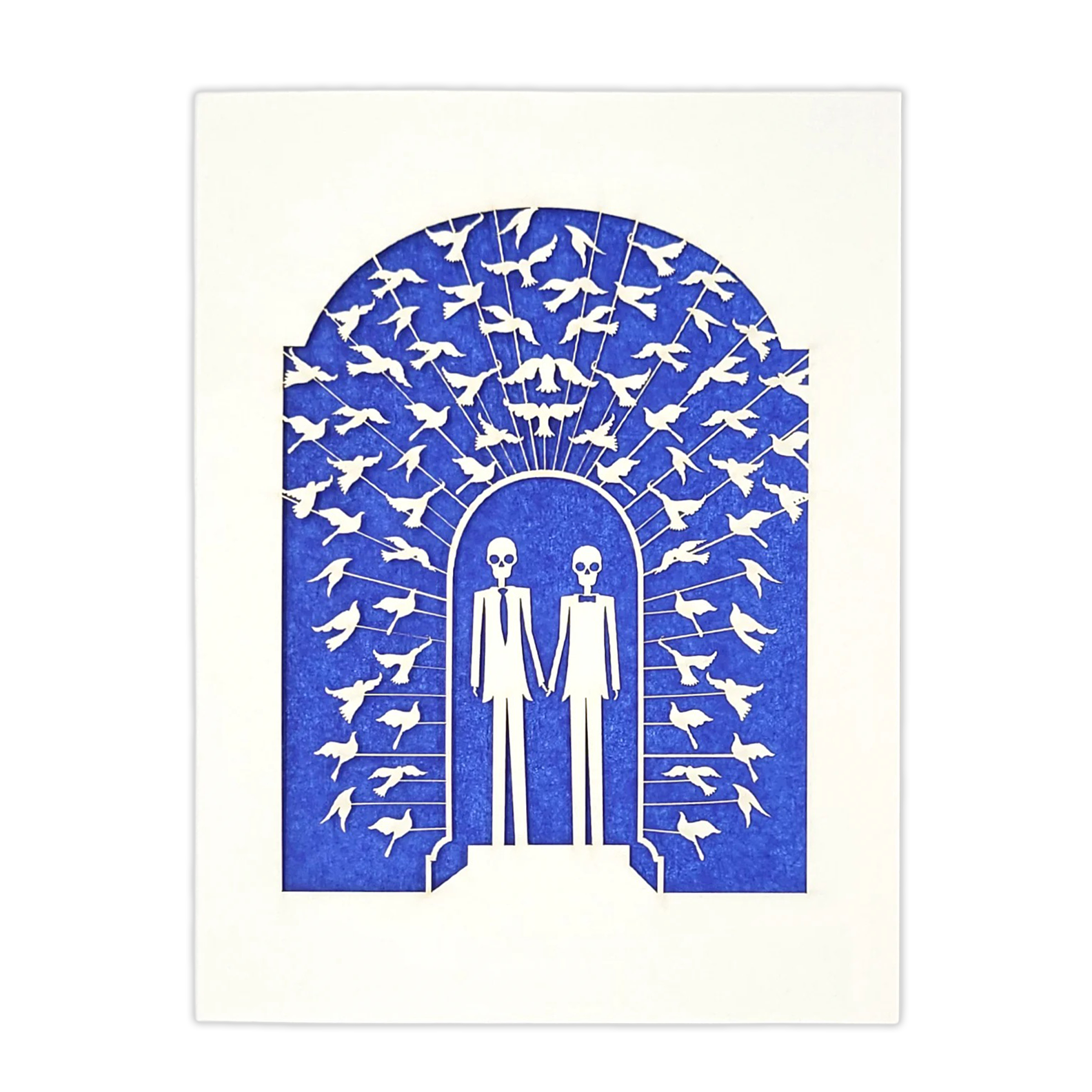 Papel Picado Wedding Card: Groom & Groom - Blue