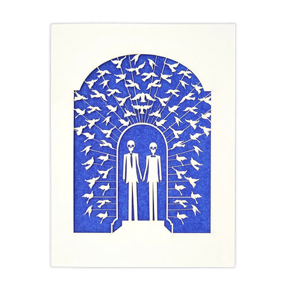 Papel Picado Wedding Card: Groom & Groom - Blue