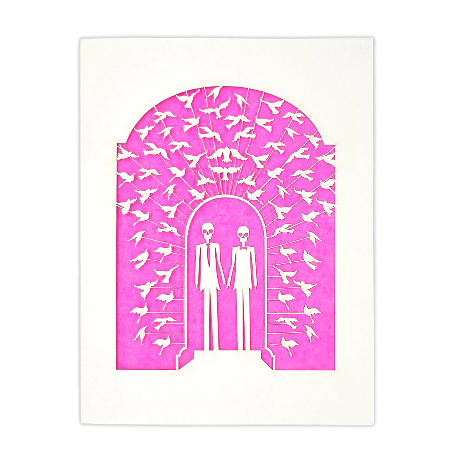Papel Picado Wedding Card: Groom & Groom - Pink