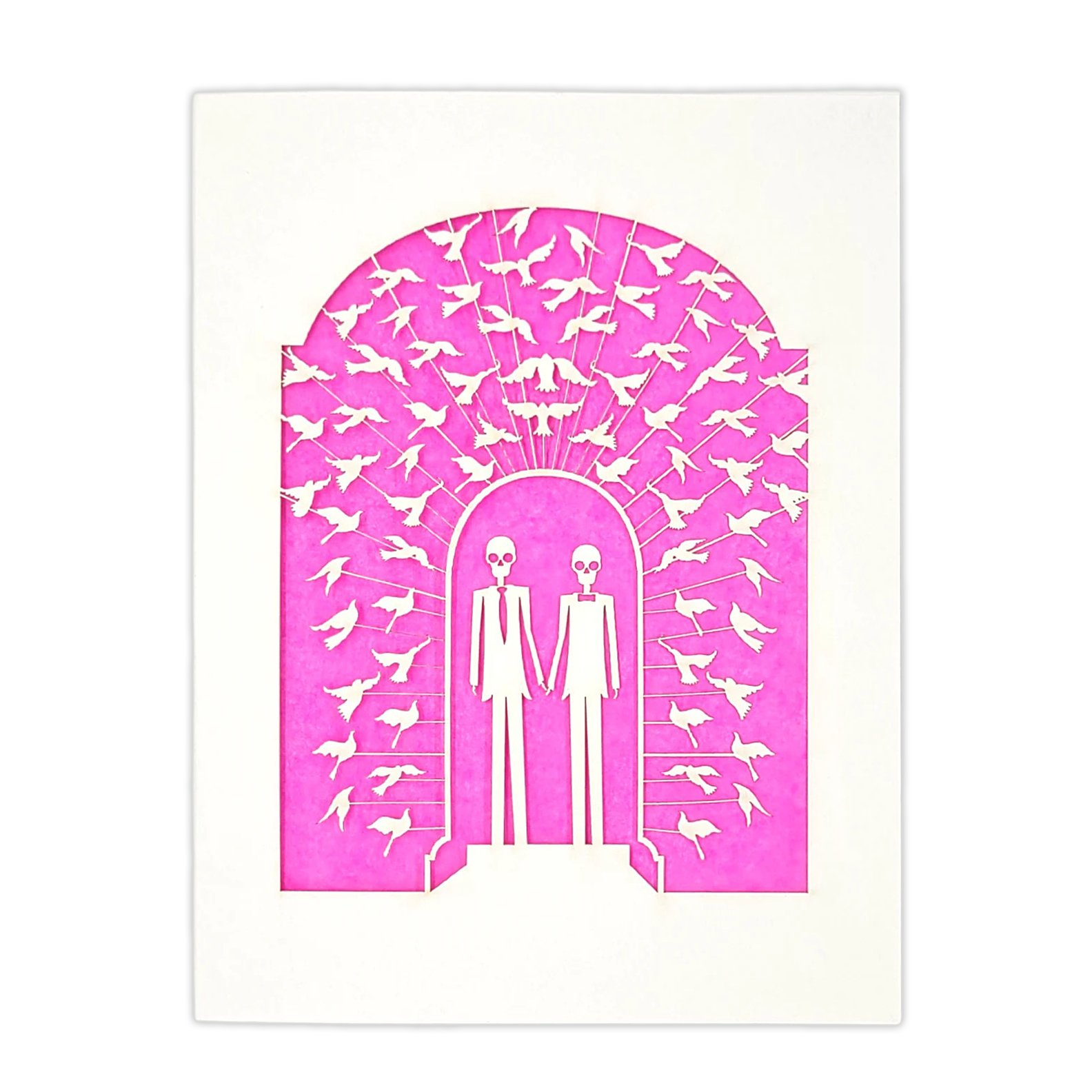 Papel Picado Wedding Card: Groom & Groom - Pink