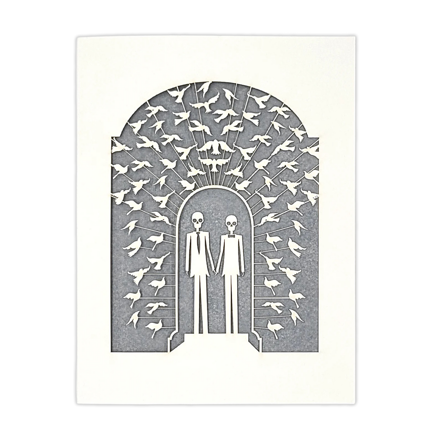 Papel Picado Wedding Card: Groom & Groom - Gray