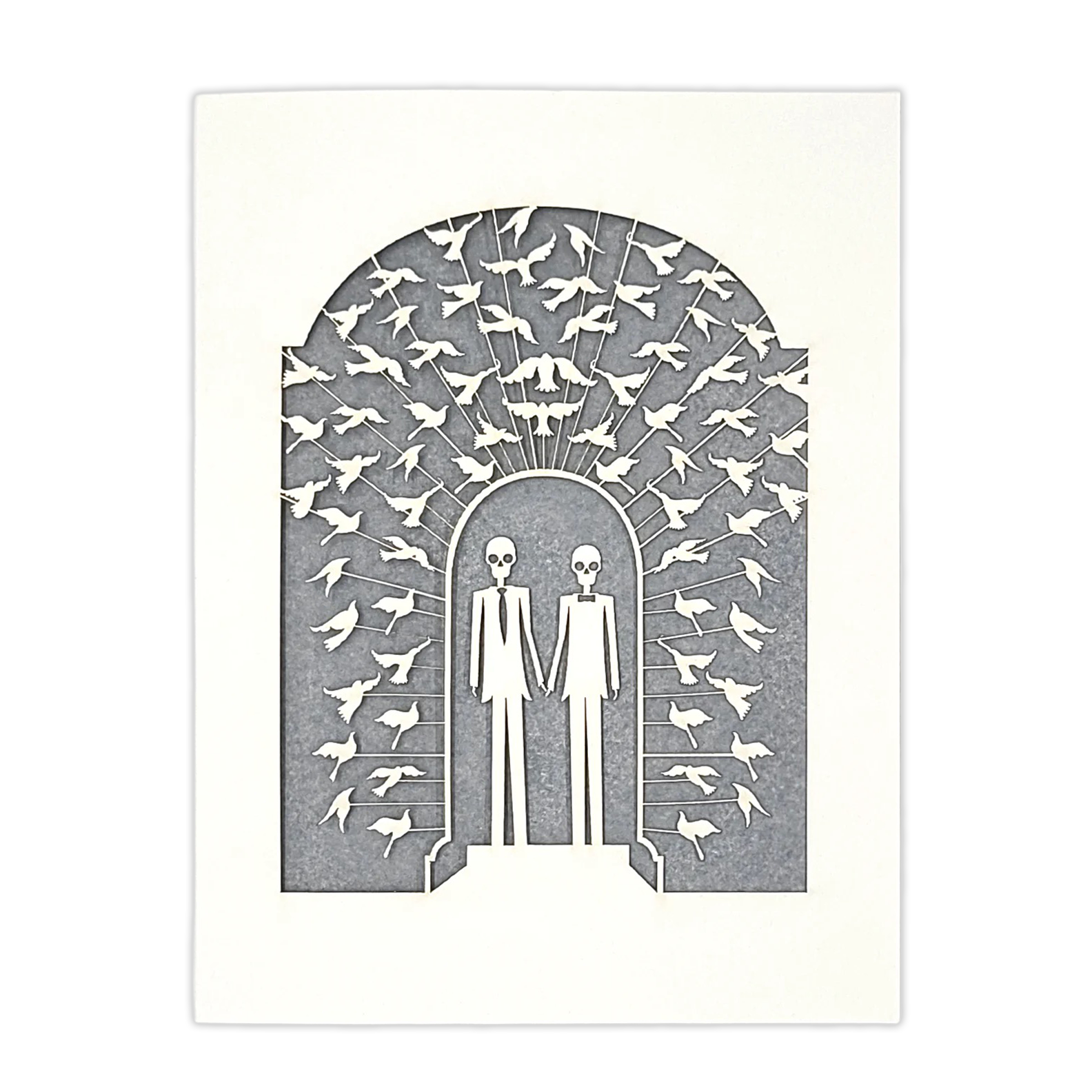 Papel Picado Wedding Card: Groom & Groom - Gray