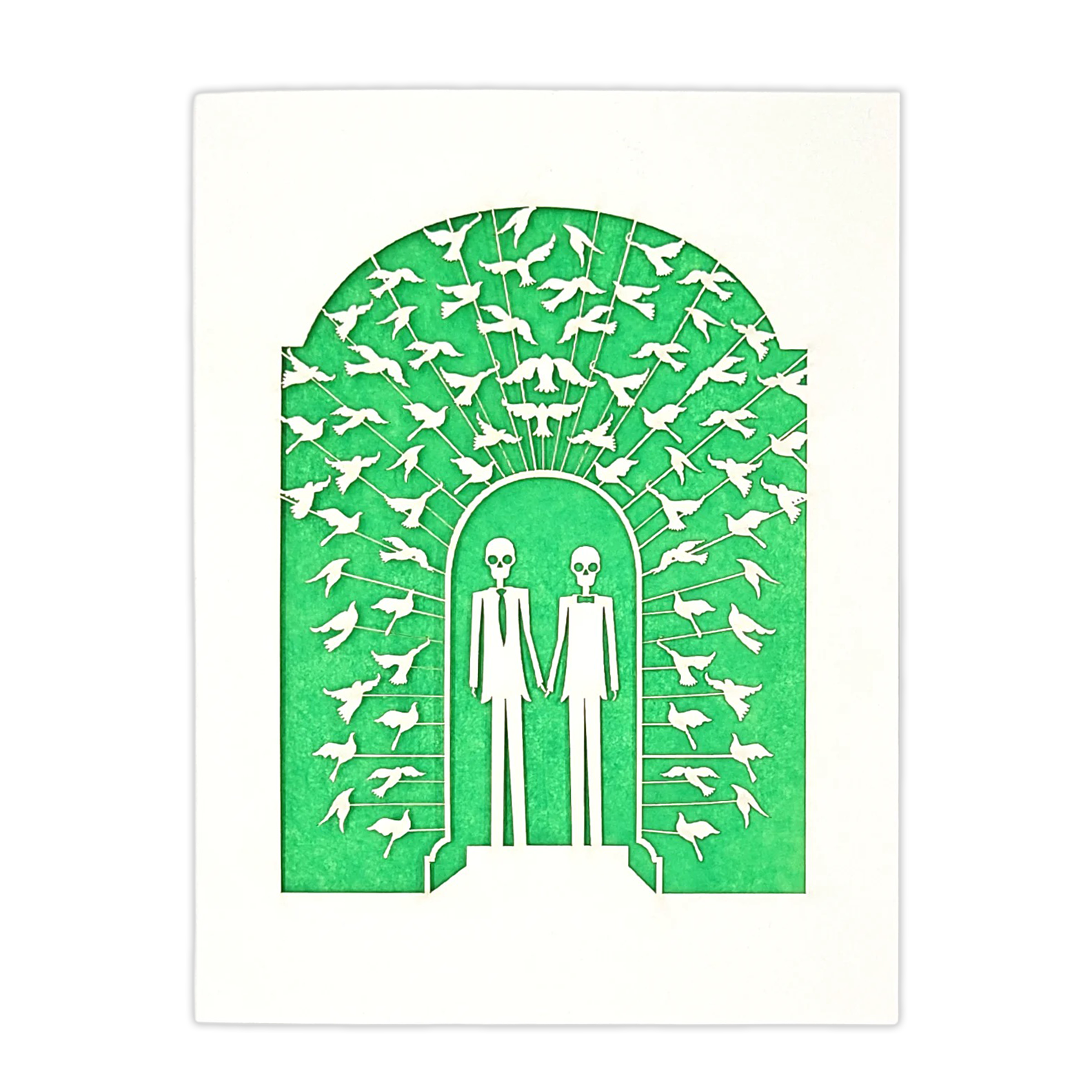 Papel Picado Wedding Card: Groom & Groom - Green