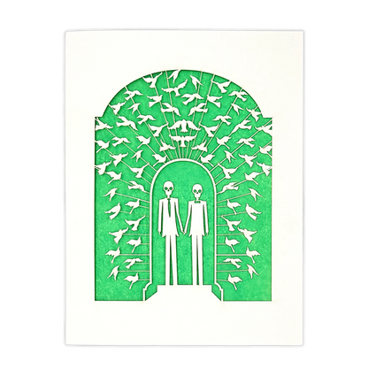 Papel Picado Wedding Card: Groom & Groom - Green