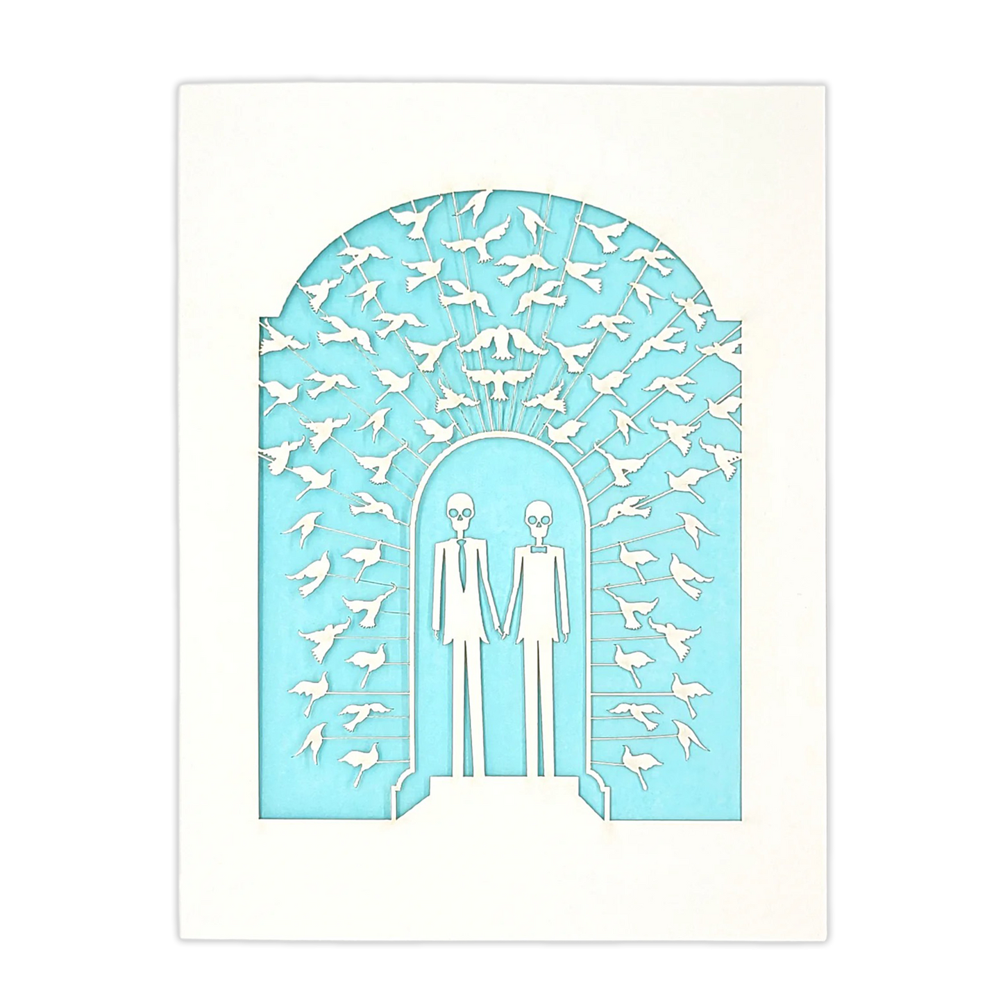 Papel Picado Wedding Card: Groom & Groom - Light Blue