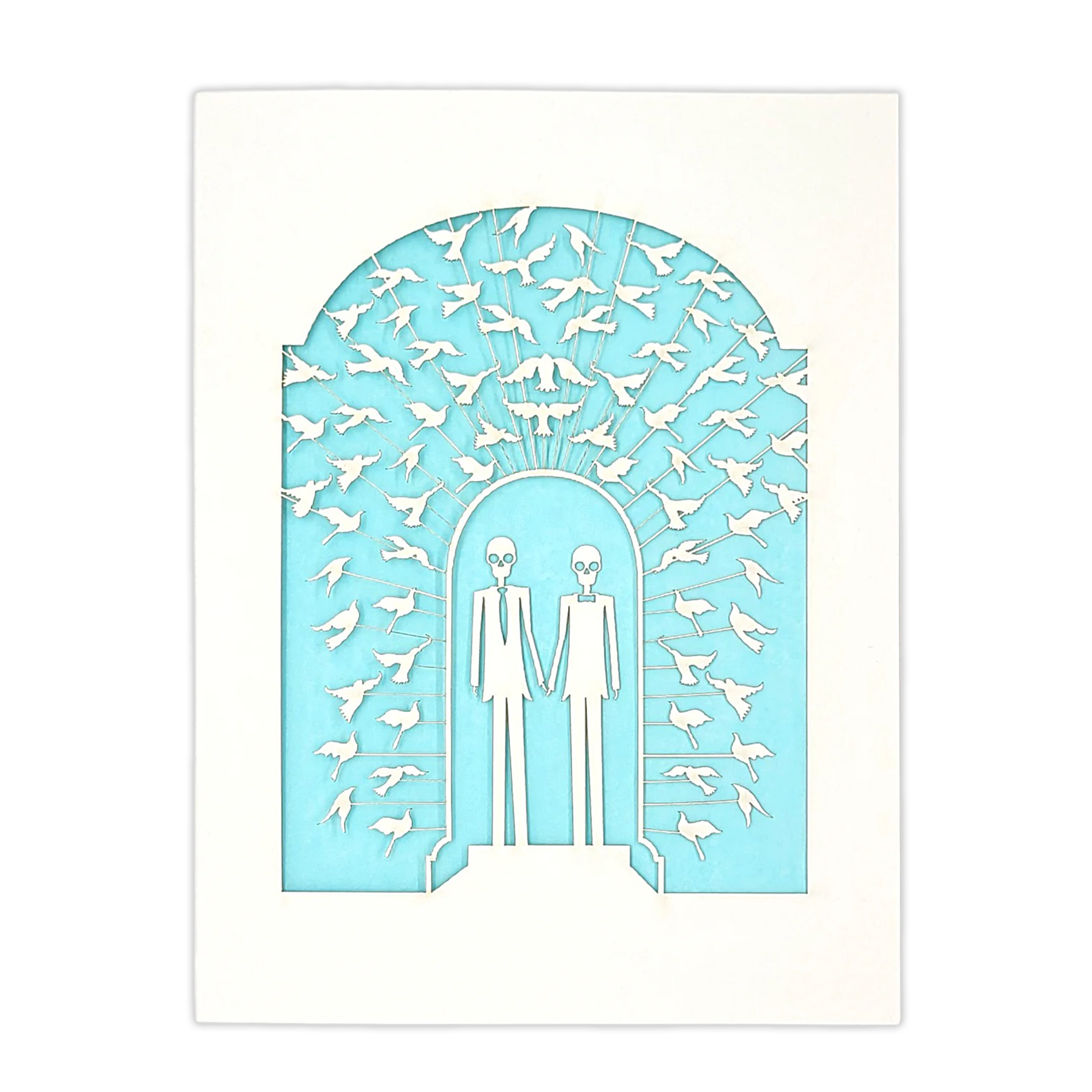 Papel Picado Wedding Card: Groom & Groom - Light Blue