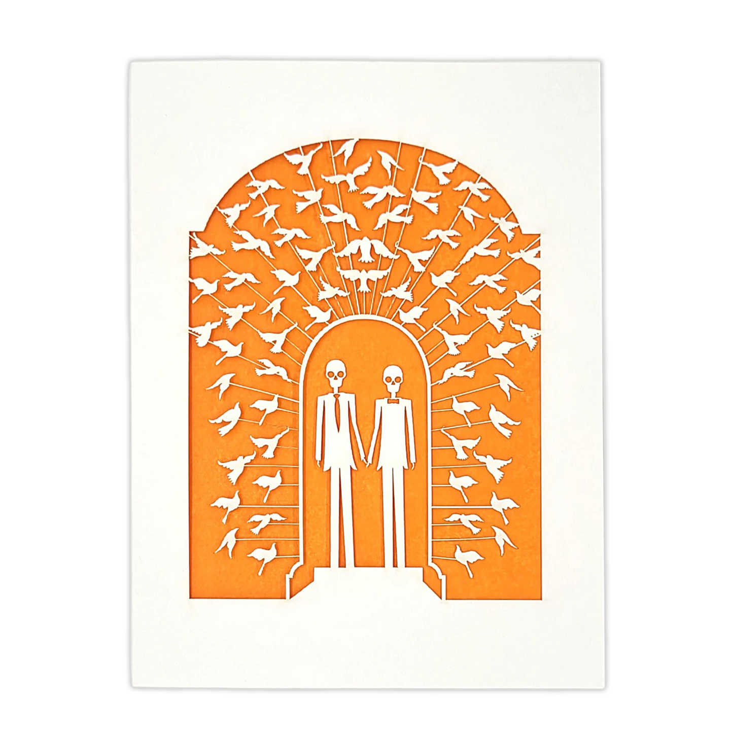 Papel Picado Wedding Card: Groom & Groom - Orange
