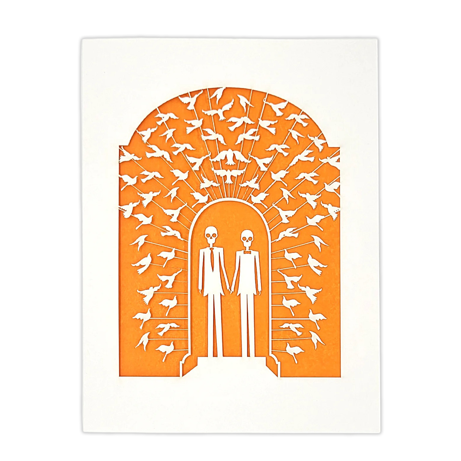 Papel Picado Wedding Card: Groom & Groom - Orange