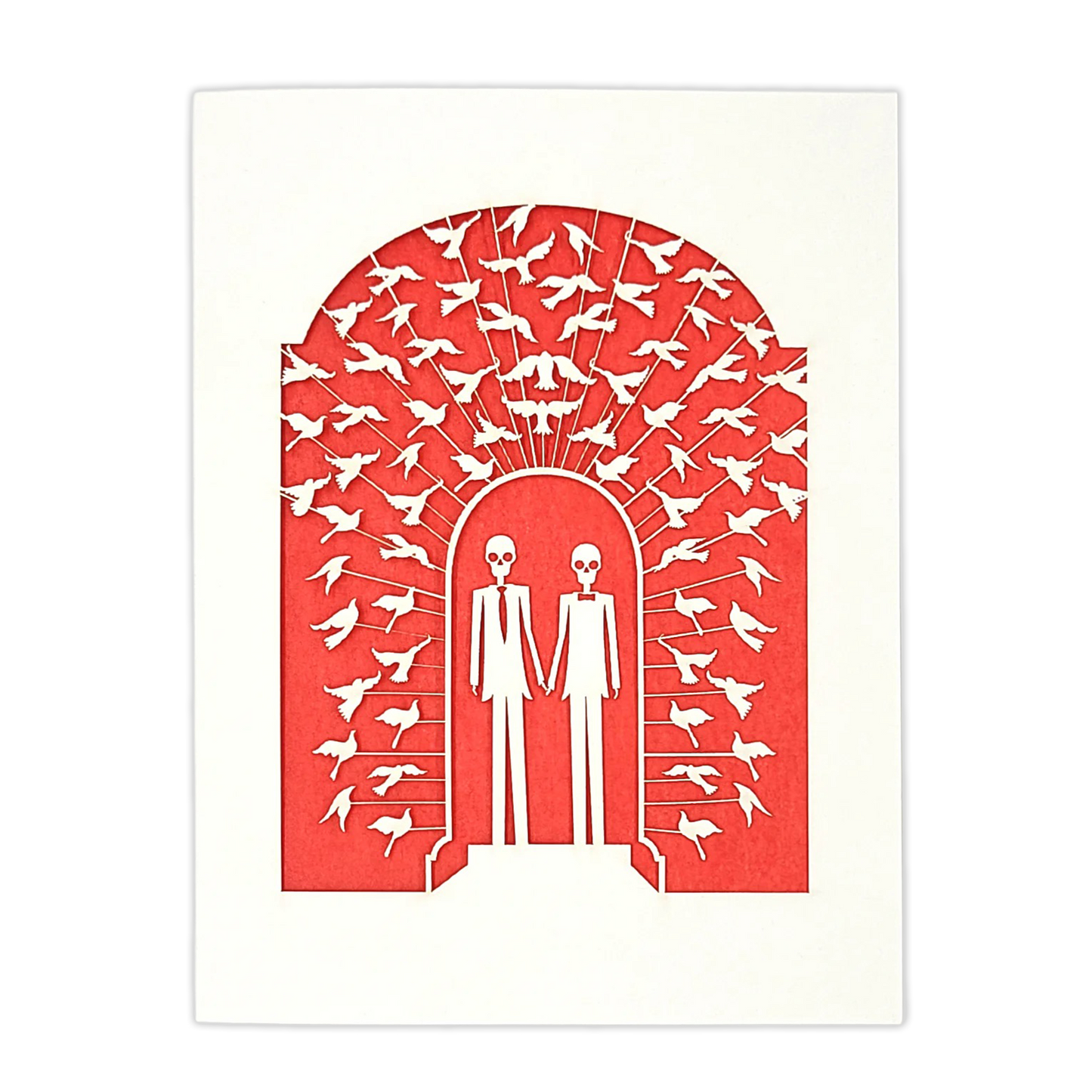 Papel Picado Wedding Card: Groom & Groom - Red