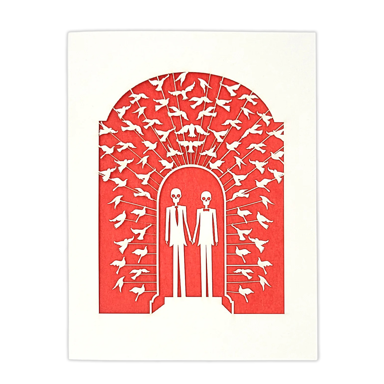 Papel Picado Wedding Card: Groom & Groom - Red