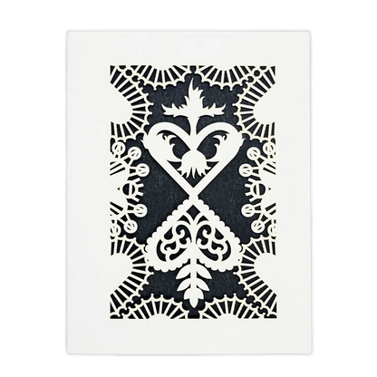 Papel Picado Greeting Card: Converging Hearts Black
