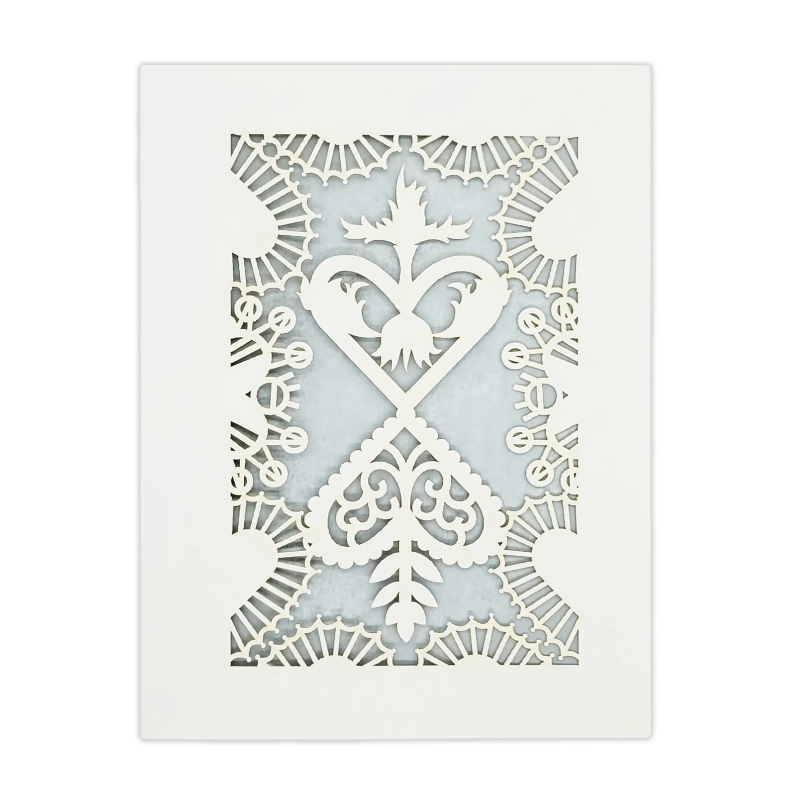 Papel Picado Greeting Card: Converging Hearts Gray