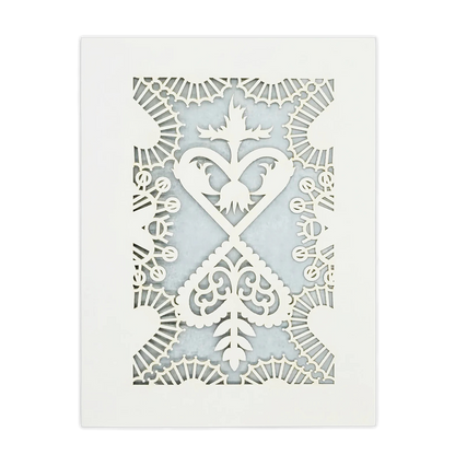 Papel Picado Greeting Card: Converging Hearts Gray