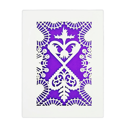 Papel Picado Greeting Card: Converging Hearts Purple
